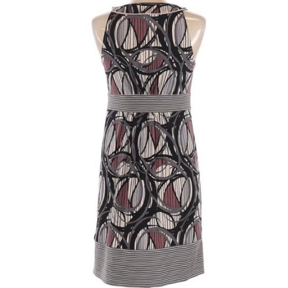BCBG Maxazria Geometric Fit and Flare Dress Black Purple Gray Womens Medium - Picture 5 of 13